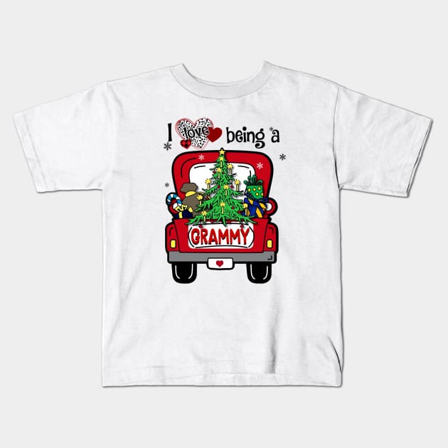 I Love Being A Grammy Tree Truck - Happy Family New Christmas Kids T-Shirt by Origami Fashion